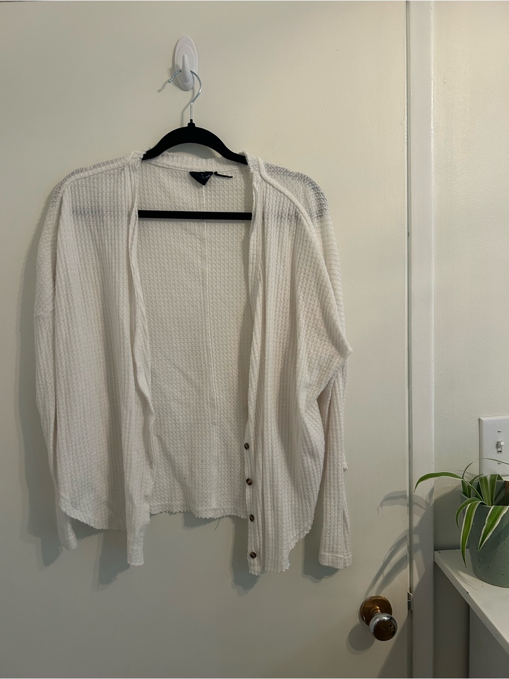 Urban Outfitters White Waffle Knit Cardigan